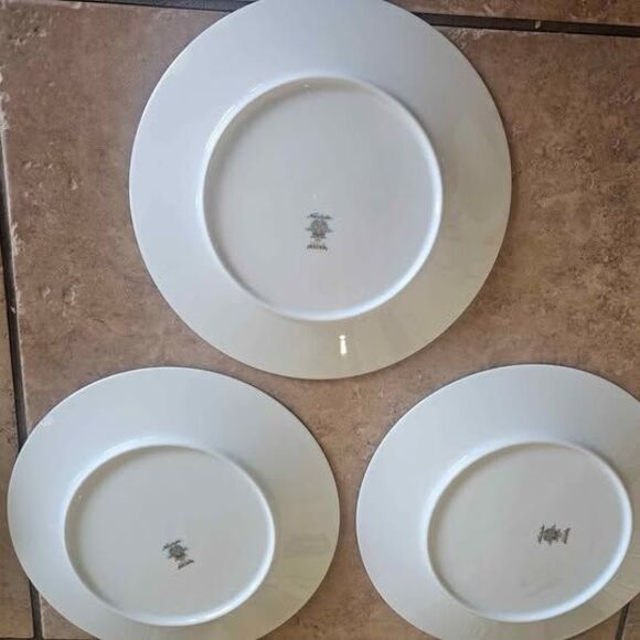 Noritake Reina 6450Q Plates Set of 3 10.5" Ceramic White w/White Flowers - Picture 5 of 7